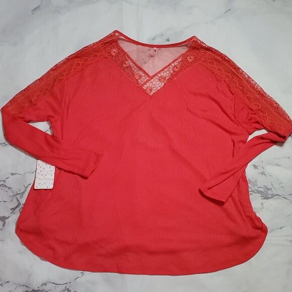 Free People Rose Crimson Lace Long sleeve Shirt - Picture 6 of 6
